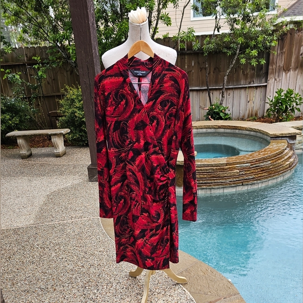 Norma Kamali Red and Black Midi Dress